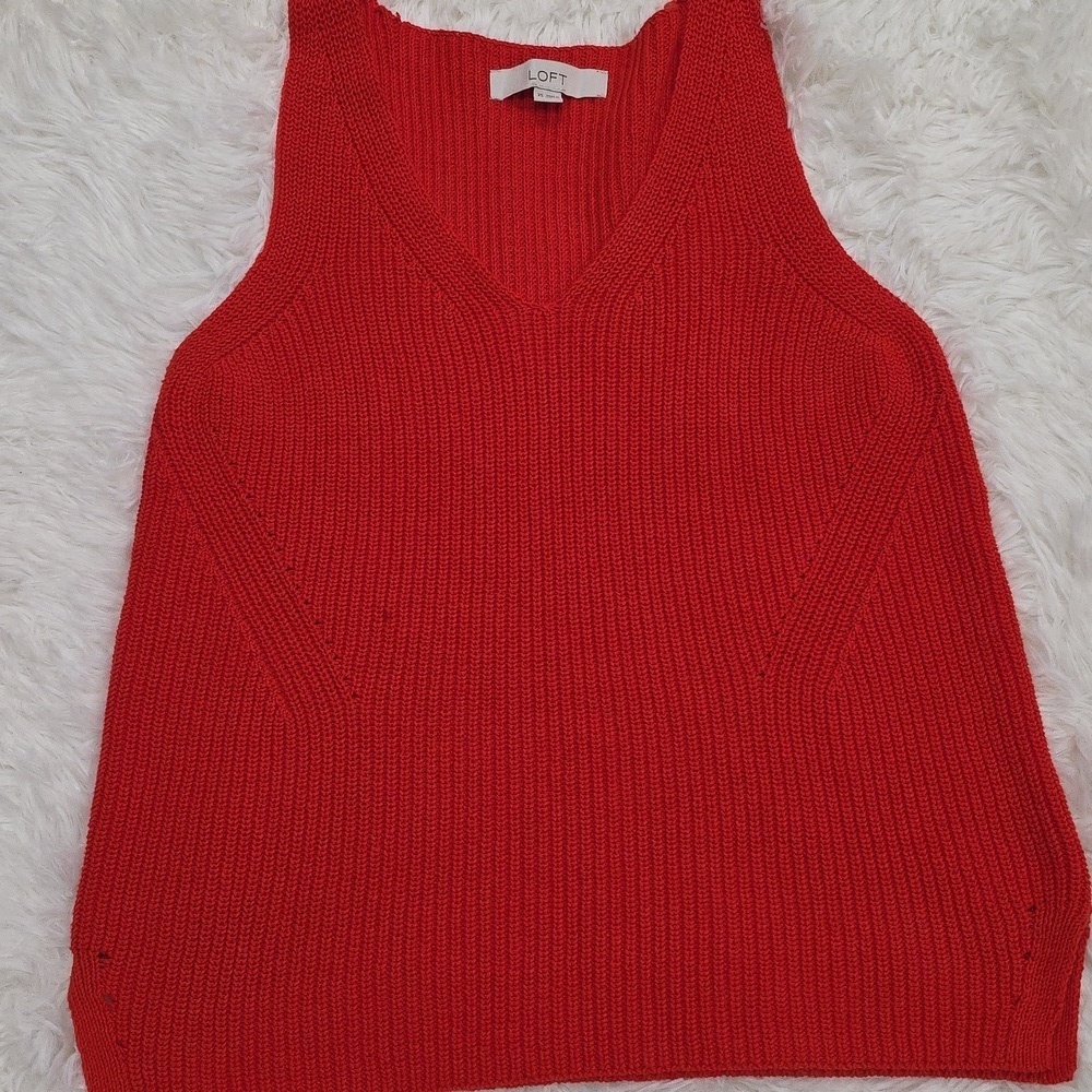Loft Orange Knit Sleeveless Top. Size XS - Picture 1 of 5
